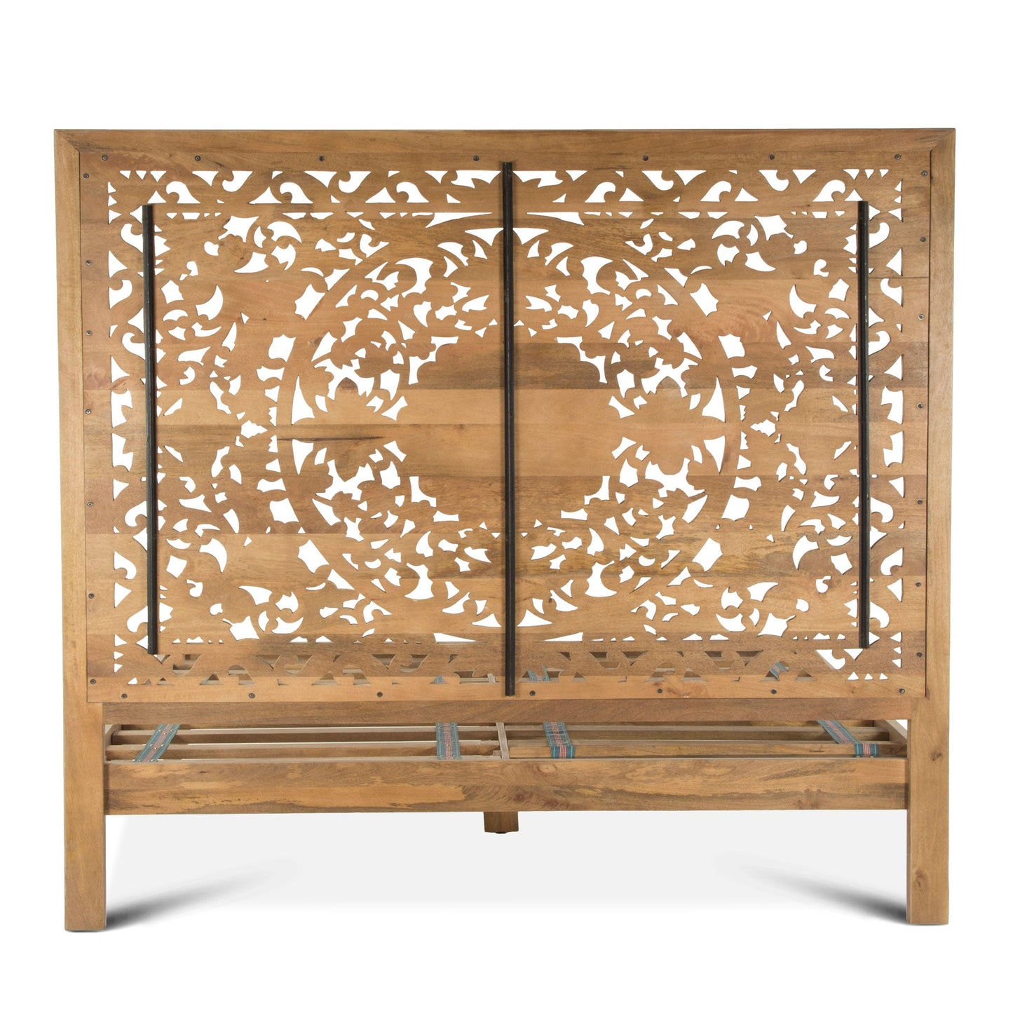 80" Hand-Carved Whitewash King Size Bed