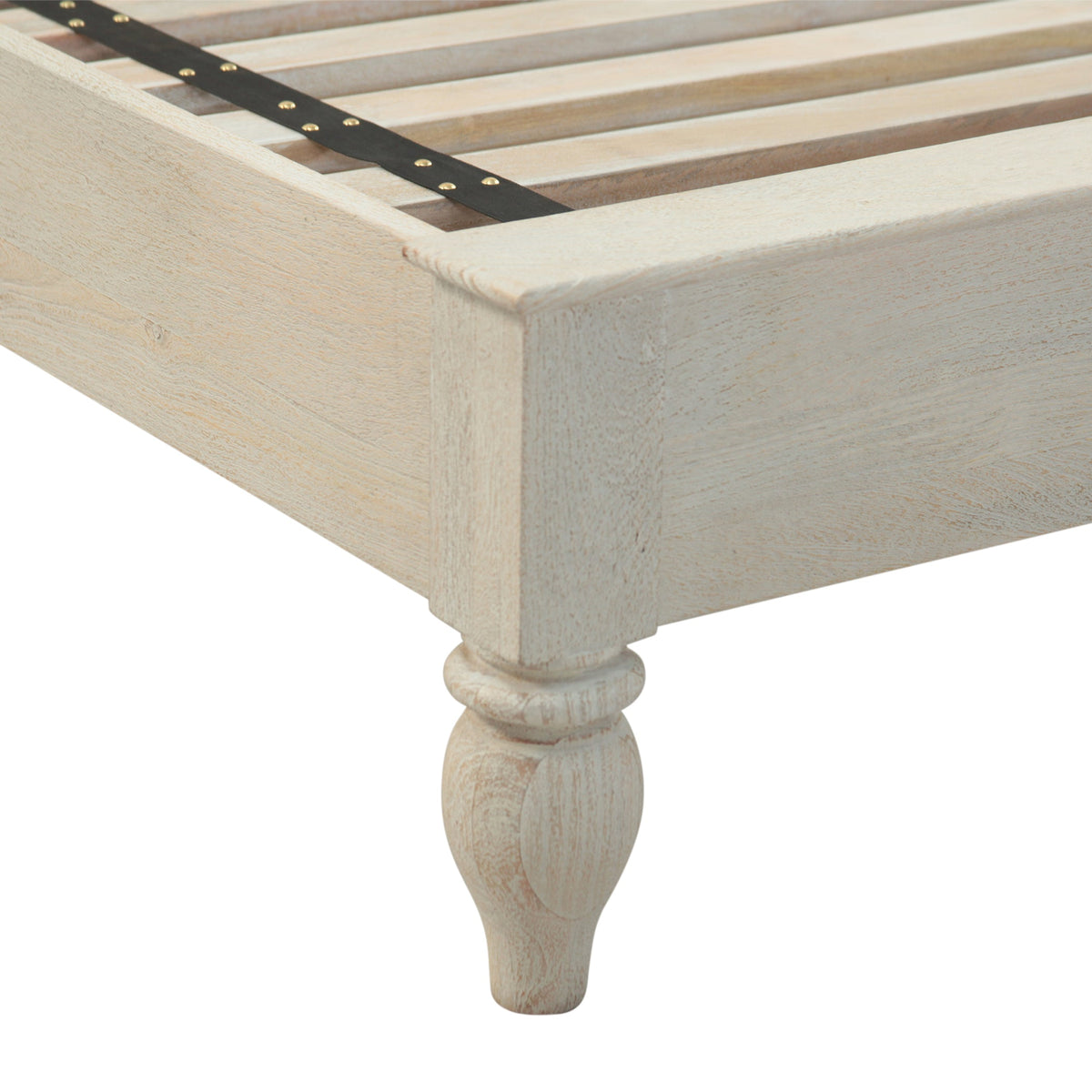 64" Hand Carved Heirloom White Mango Queen Bed