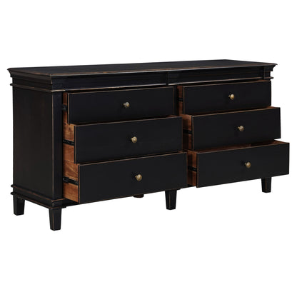 70" Distressed Black Mango Dresser