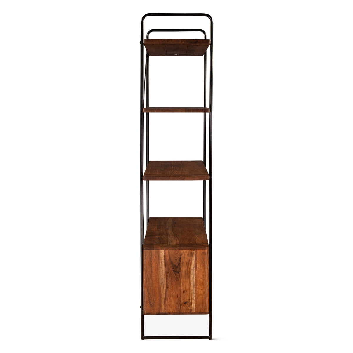 46" Pecan Brown Acacia Wood Bookshelf