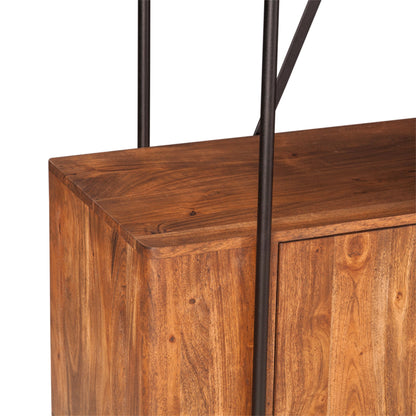 75" Pecan Brown Acacia Wood Bookshelf