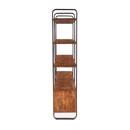 75" Pecan Brown Acacia Wood Bookshelf