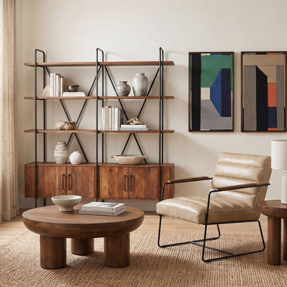 75" Pecan Brown Acacia Wood Bookshelf
