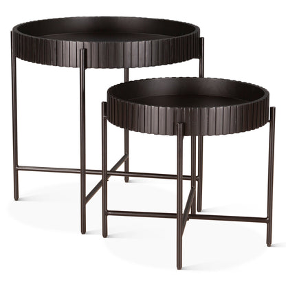 29" Matte Black Wood Nesting Tray Tables