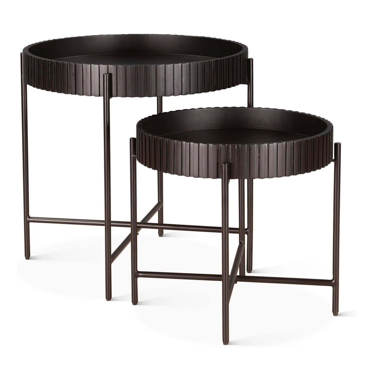 29" Matte Black Wood Nesting Tray Tables