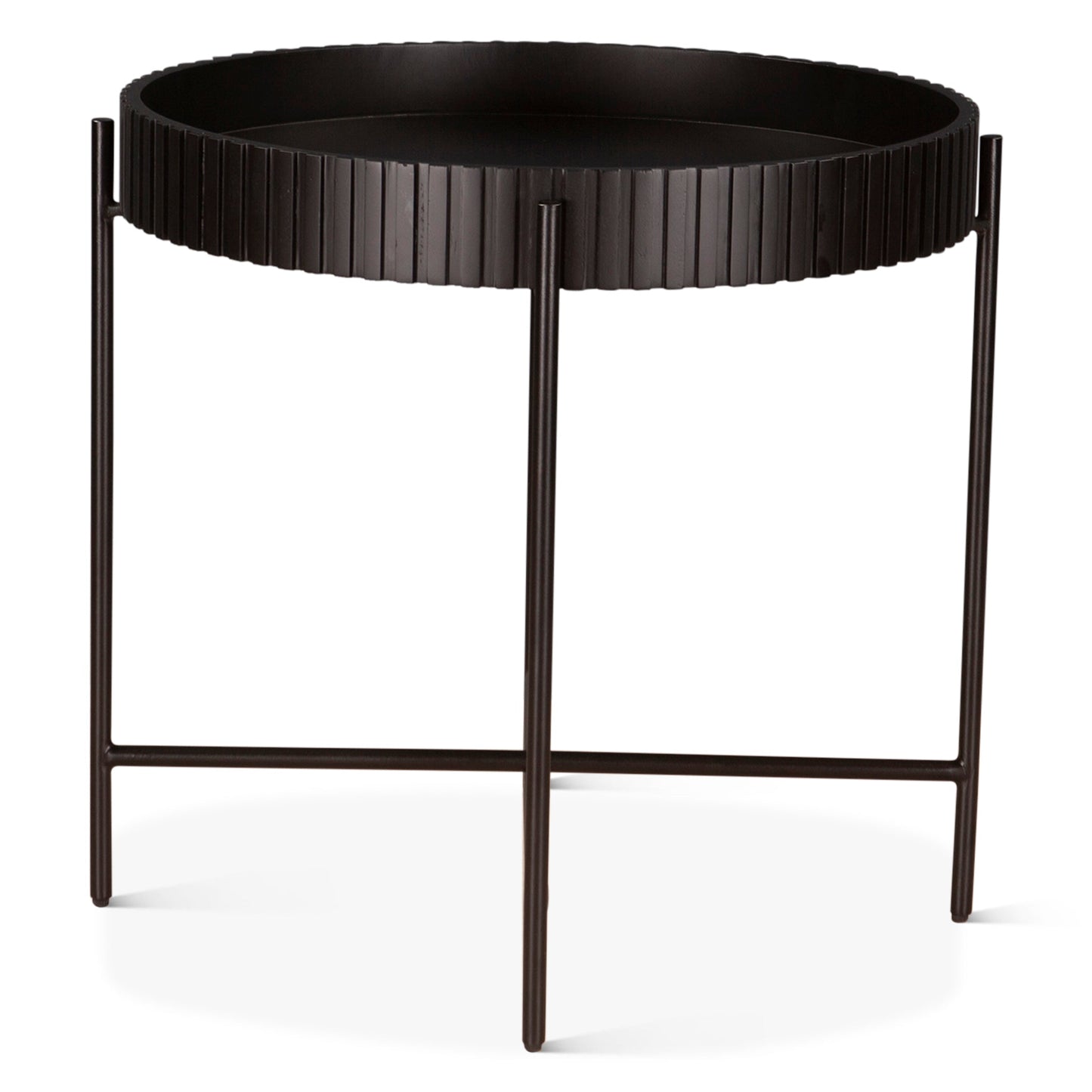 29" Matte Black Wood Nesting Tray Tables