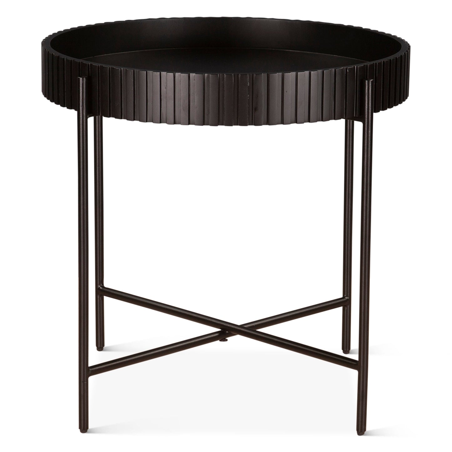29" Matte Black Wood Nesting Tray Tables