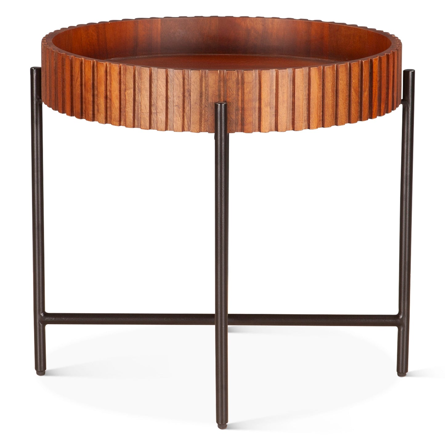 29" Pecan Brown Wood Nesting Tray Tables
