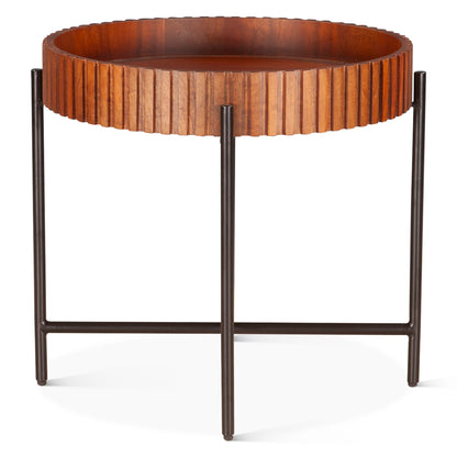 29" Pecan Brown Wood Nesting Tray Tables