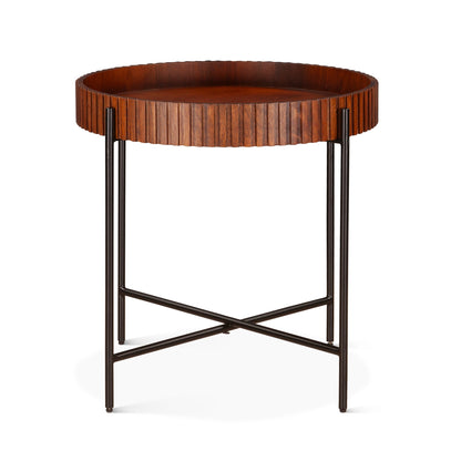 29" Pecan Brown Wood Nesting Tray Tables