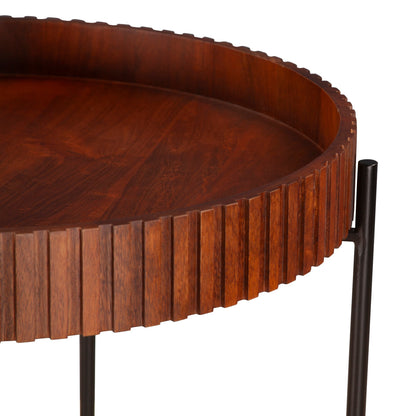 29" Pecan Brown Wood Nesting Tray Tables