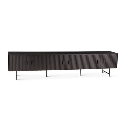 98" Matte Black Fluted Mango Wood Media Console