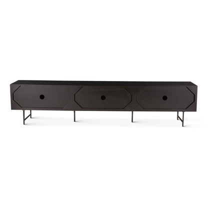 98" Matte Black Fluted Mango Wood Media Console
