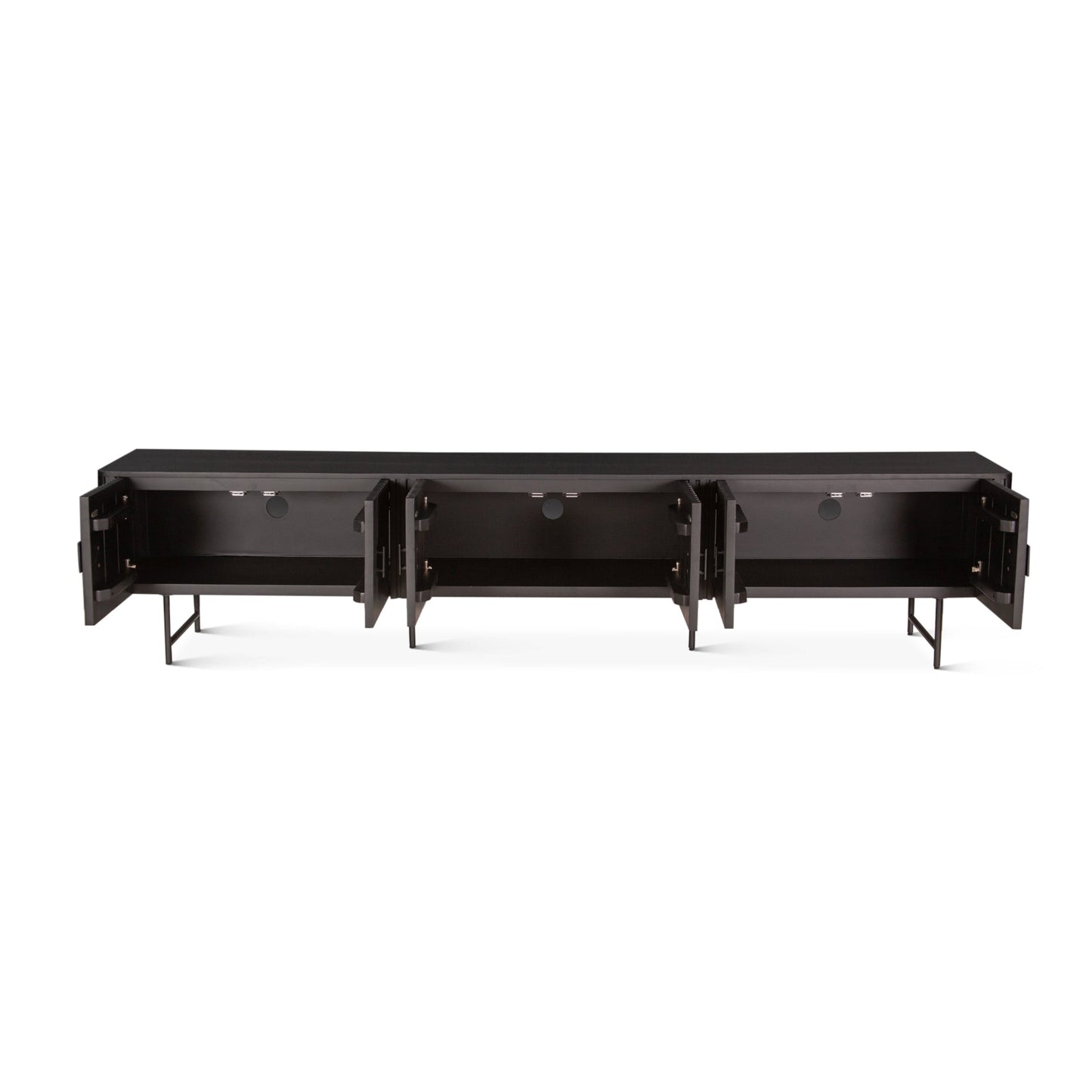 98" Matte Black Fluted Mango Wood Media Console