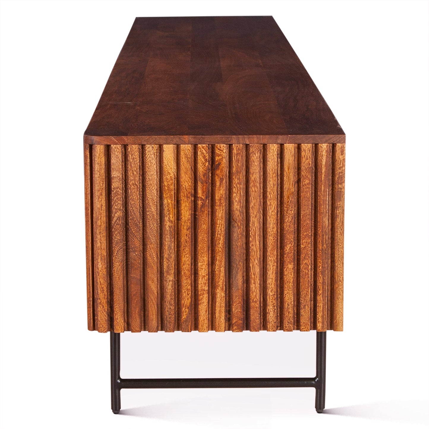 98" Pecan Brown Fluted Mango Wood Media Console