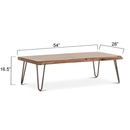 54" Walnut Acacia Wood Coffee Table