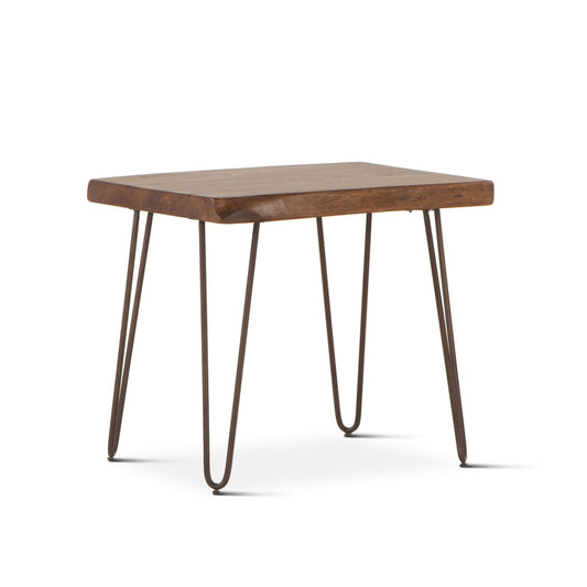 26" Walnut Acacia Wood Side Table