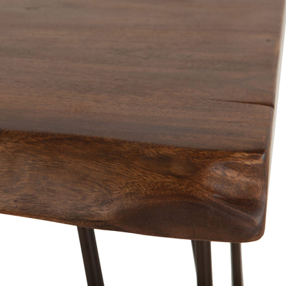 26" Walnut Acacia Wood Side Table