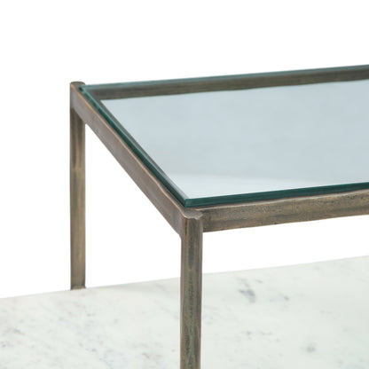 28" Glass and Marble Coffee Table
