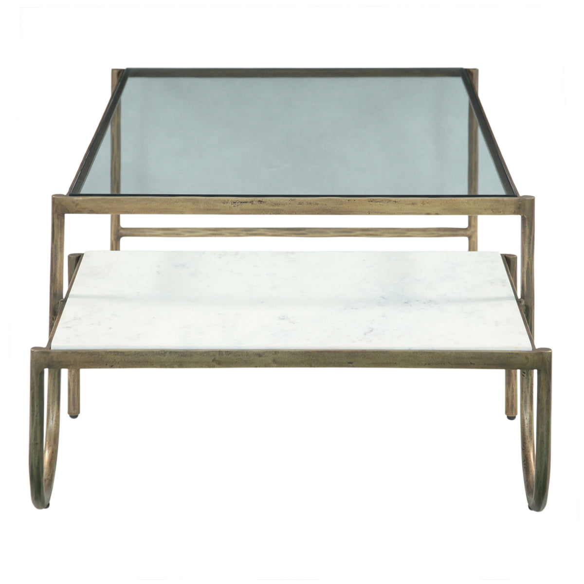28" Glass and Marble Coffee Table
