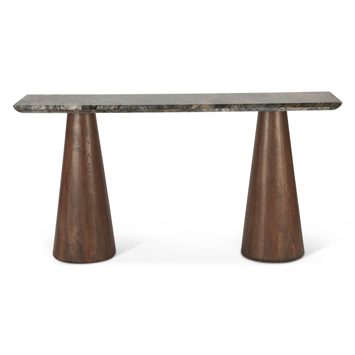 60" Lava Marble and Dark Mango Wood Console Table