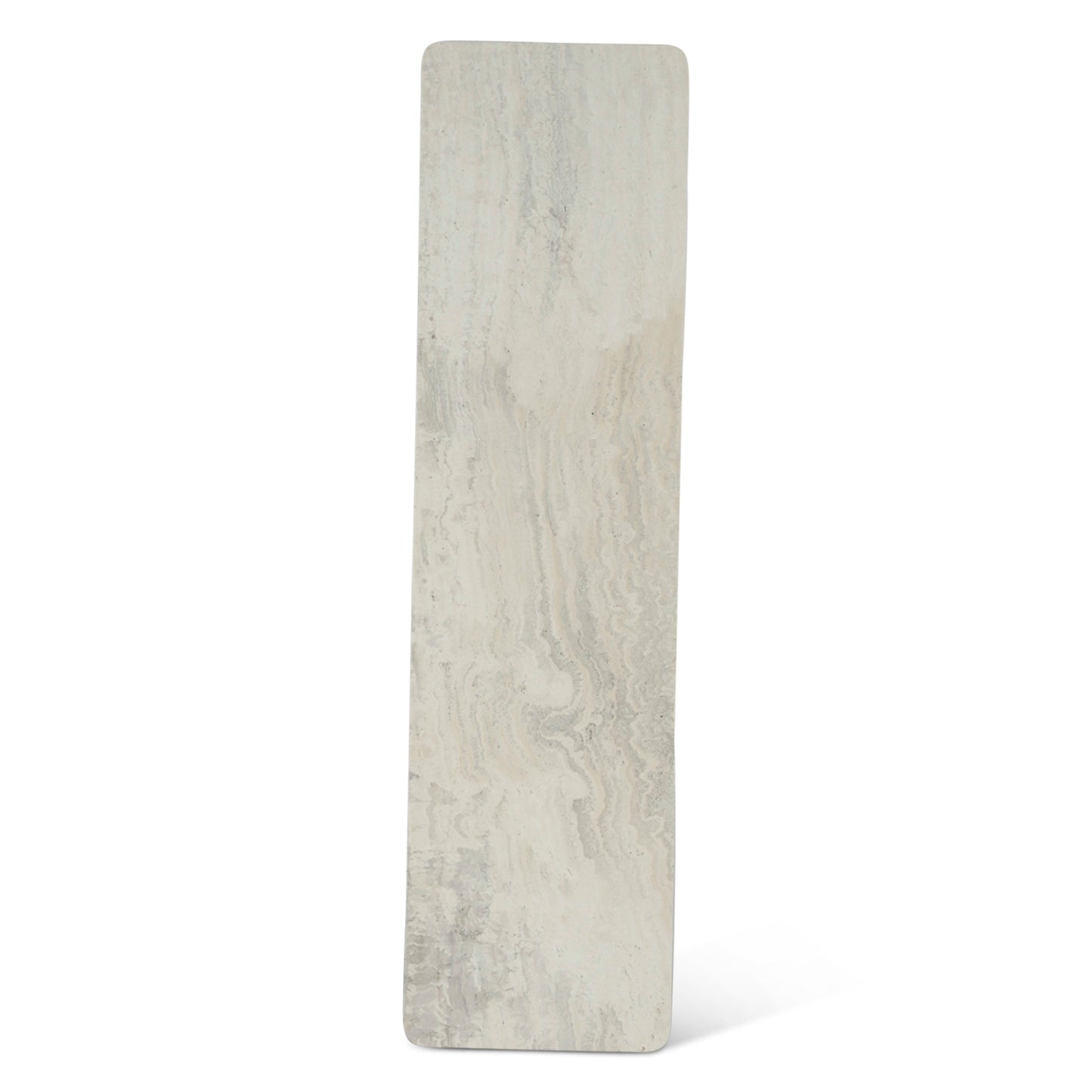 60" White Travertine and Light Mango Wood Console Table