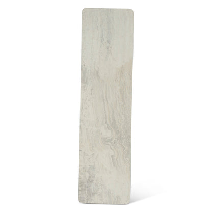 60" White Travertine and Light Mango Wood Console Table
