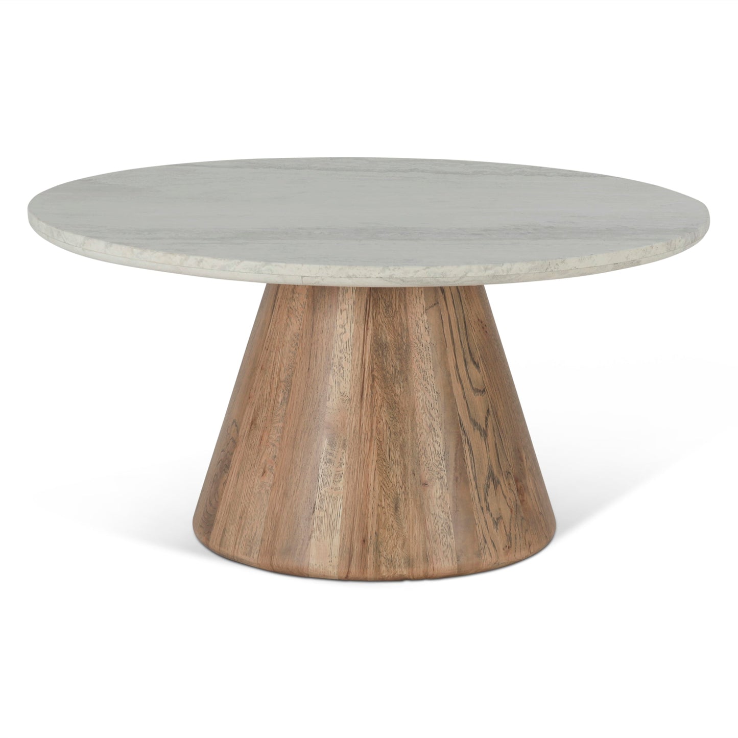 36" White Travertine and Light Mango Coffee Table
