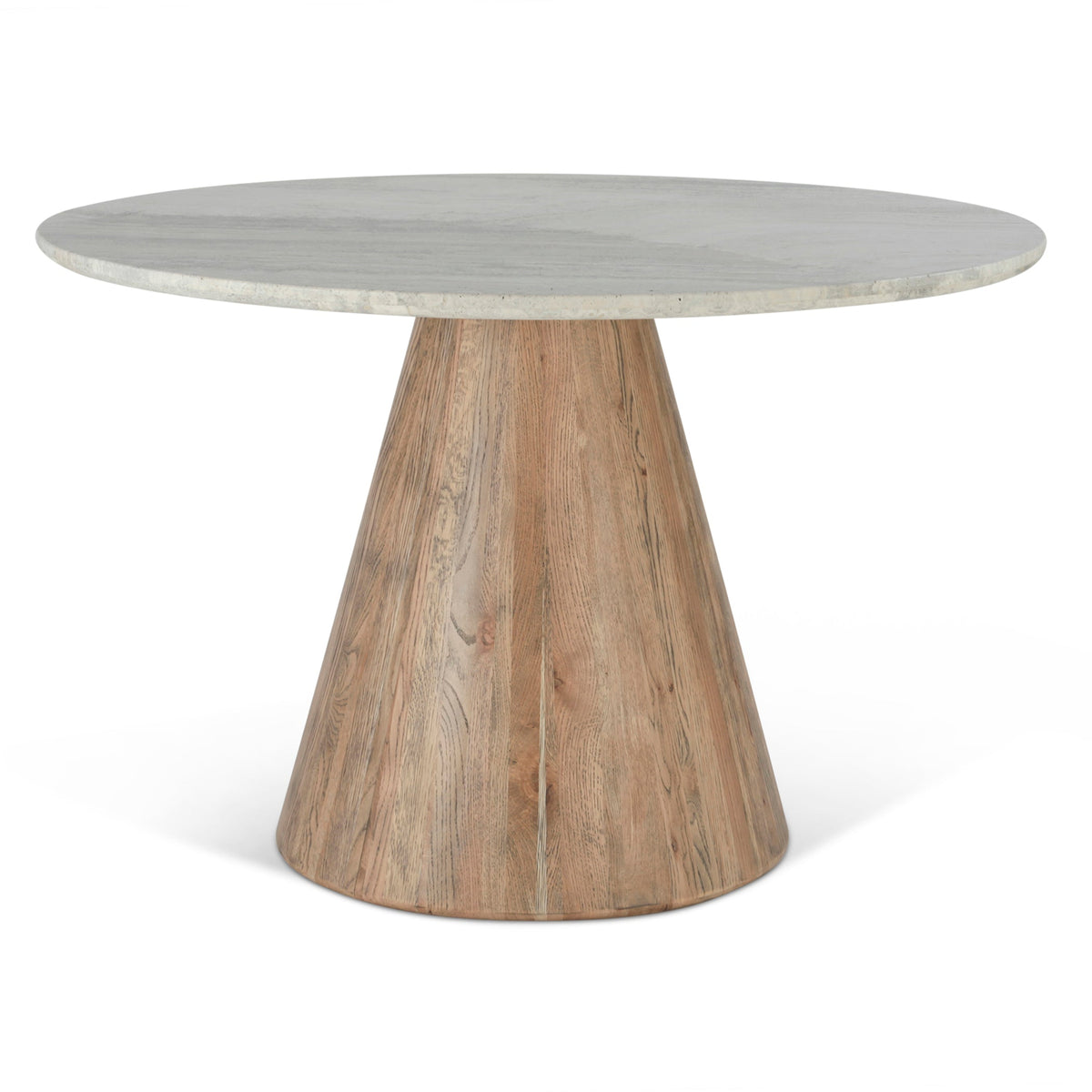 48" White Travertine Round Dining Table
