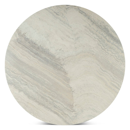 48" White Travertine Round Dining Table