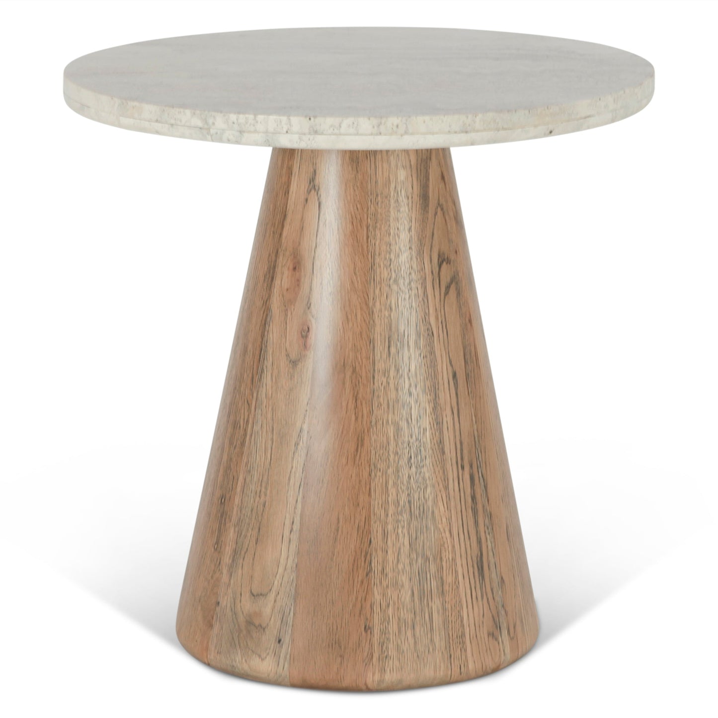 22" White Travertine and Light Mango Side Table