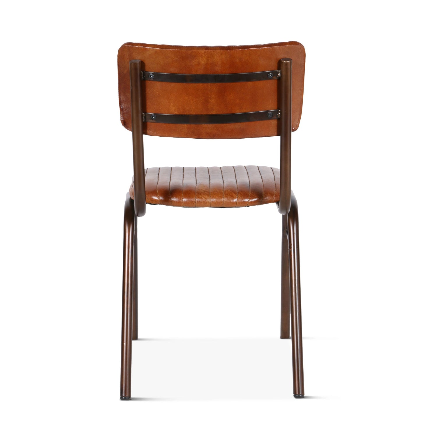 16" Antique Ribbed Saddle Leather Dining Chair