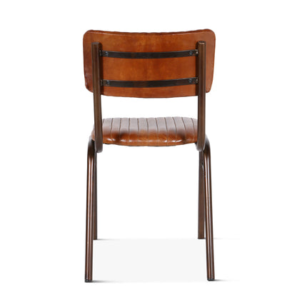 16" Antique Ribbed Saddle Leather Dining Chair