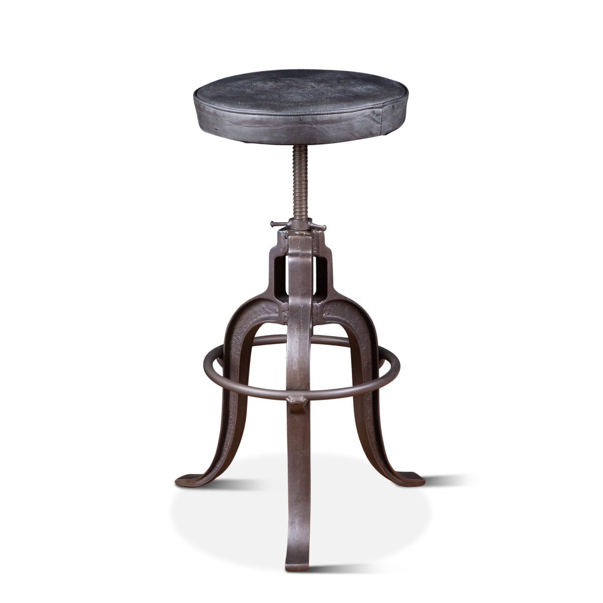 13" Black Leather Adjustable Stool