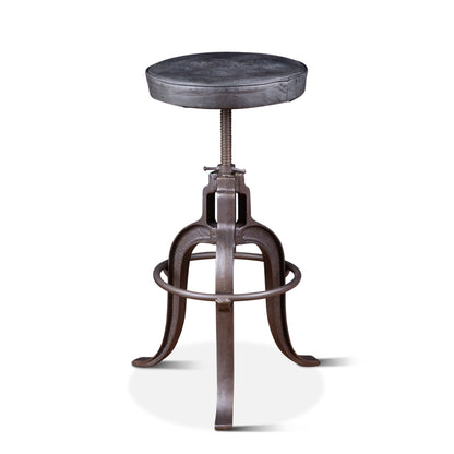 13" Black Leather Adjustable Stool
