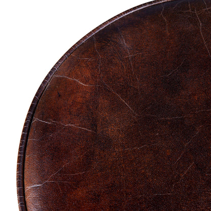 13" Brown Leather Adjustable Stool
