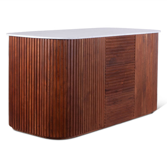 68.5" Walnut Brown Kitchen Island Table