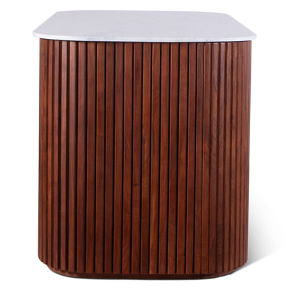 68.5" Walnut Brown Kitchen Island Table