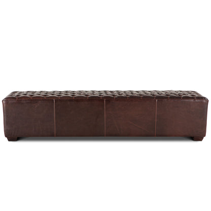 79" Brown Leather Upholstered Bench