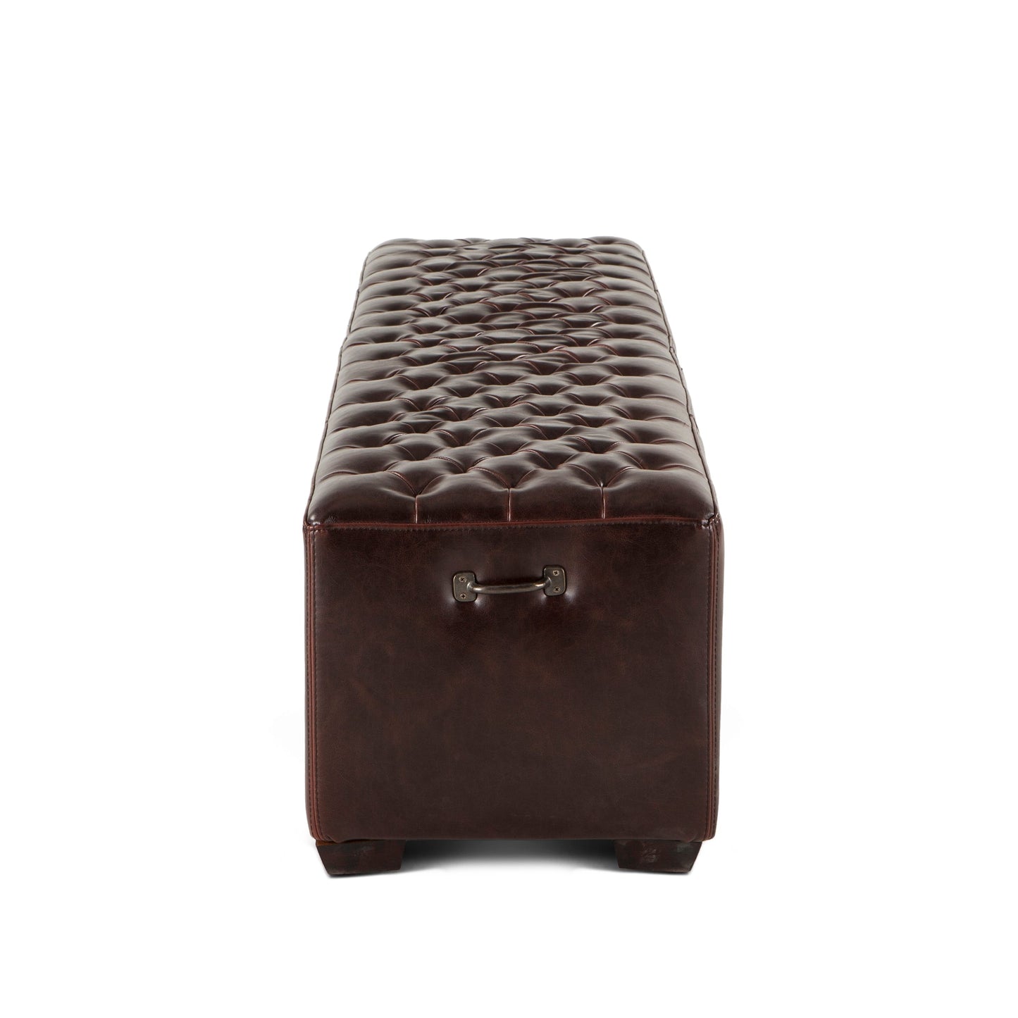 79" Brown Leather Upholstered Bench