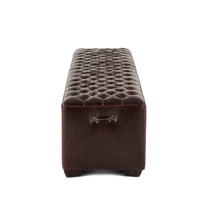 79" Brown Leather Upholstered Bench