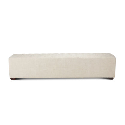 79" Beige Linen Upholstered Bench