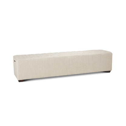 79" Beige Linen Upholstered Bench