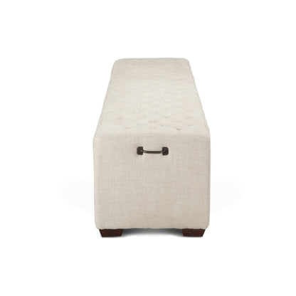 79" Beige Linen Upholstered Bench