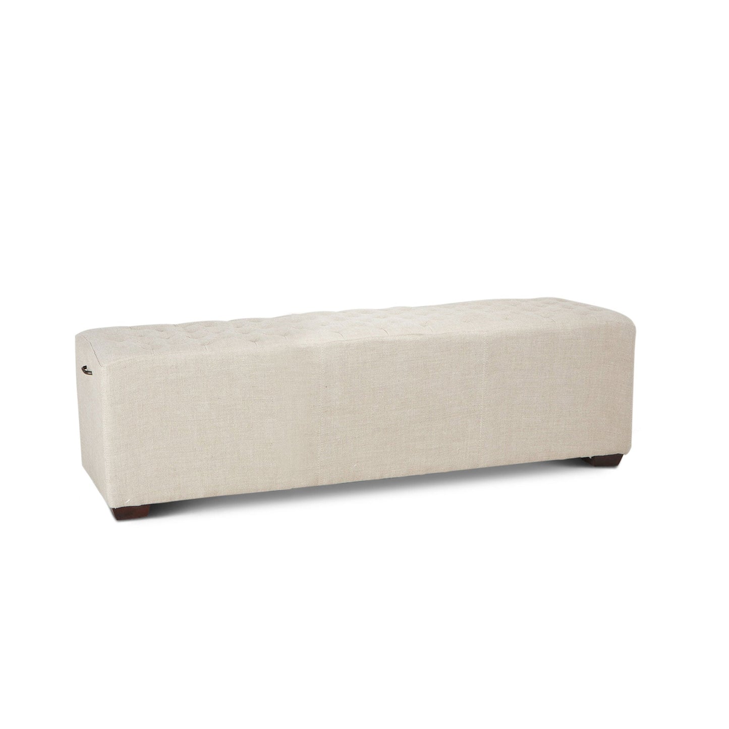 59" Beige Linen Upholstered Bench
