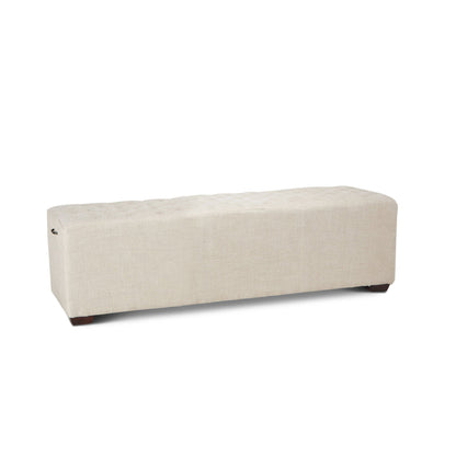 59" Beige Linen Upholstered Bench