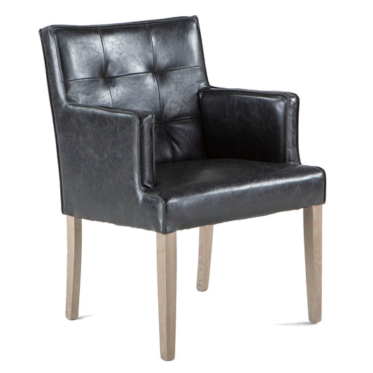 24" Black Eco Leather Dining Armchair