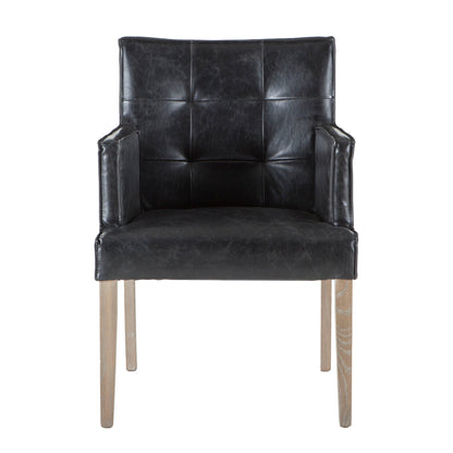 24" Black Eco Leather Dining Armchair
