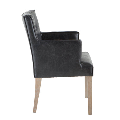 24" Black Eco Leather Dining Armchair