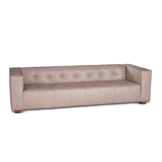 106" Vintage Cream Leather Sofa